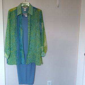 Mother of Bride  Blue/Green Pant Suit size L
